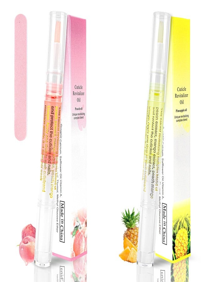 Foncomy 2PCS Cuticle Oil Pen for Nails,Nail Oil Pen for Nail Care,Cuticle Oil for Nails with Nail File,Nail Oil Cuticle Prevent Dry Cracking and Hangnails,Deep Nourishment(Pineapple & Peach Flavor) - Image 1